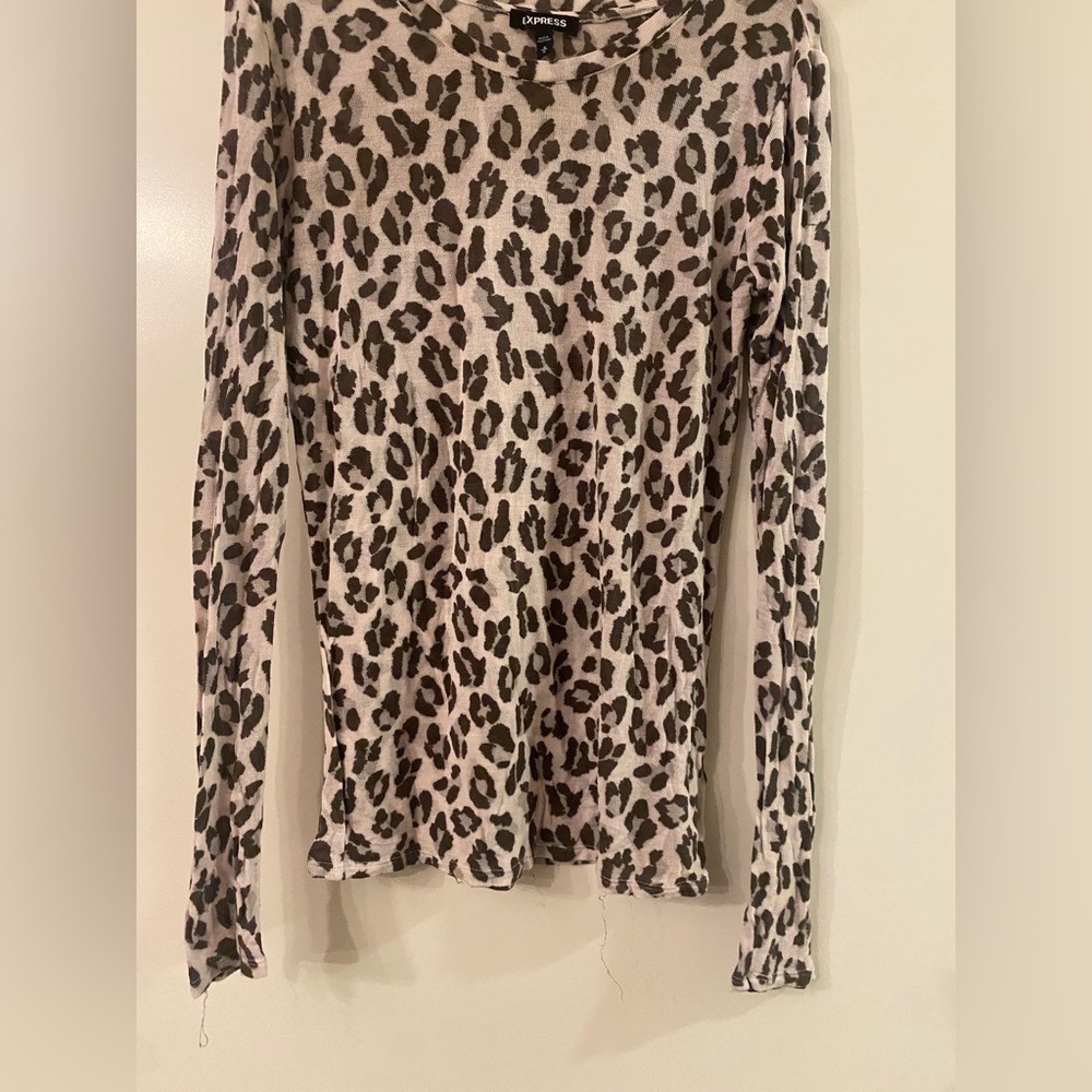 Express Leopard Print Long Sleeve Top (Cool Tone)